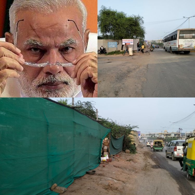 અરે સાહેબ, આ તો આપણા લોકો છે, એમનાથી પડદો શા માટે ? PM મોદીનાં રોડ શો વાળા રૂટ ઉપર ઝૂંપડા ઢાંકી દેવાયા...